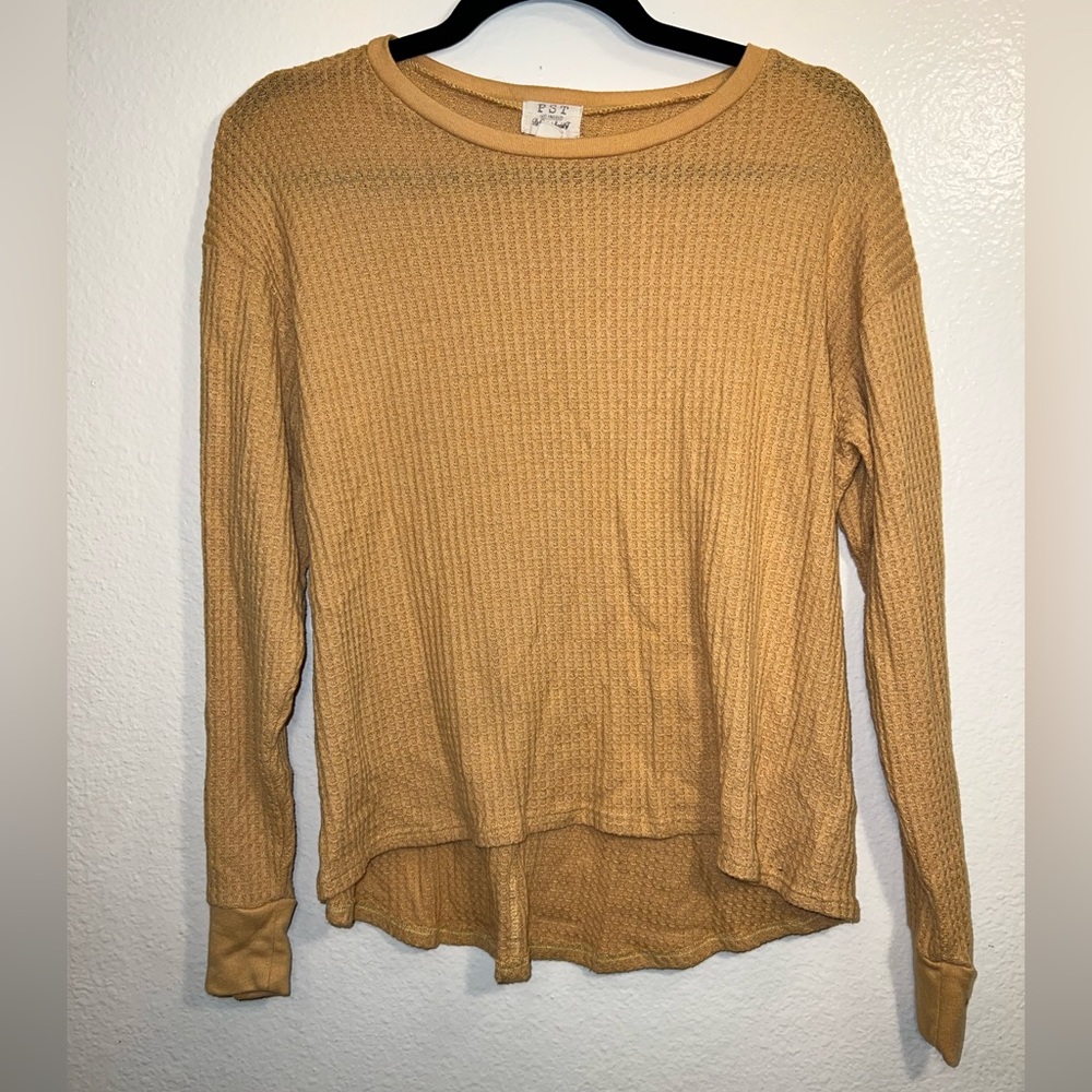 PST Los Angeles by Project Social J Waffle Knit Thermal Long Sleeve Tee